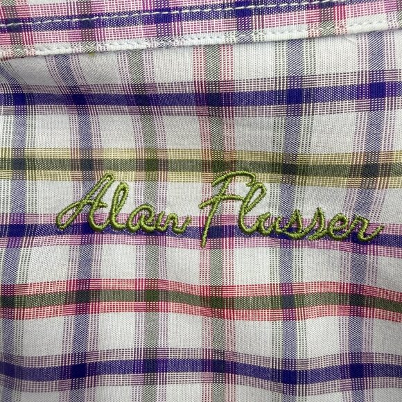 Alan Flusser Men's Luxury Button Down Shirt Old Money 100% Cotton Multicolor, L - Picture 4 of 11